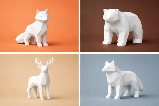 Abstract Minimal Animals – Forest Set (Low Poly, 4 Models) — Image 2 of 6