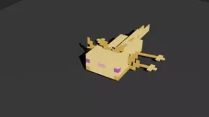 Stylized Gold Axolotl 3D Model - Minecraft Inspired