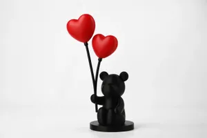 Bear with Heart Balloons Sculpture – Romantic Art