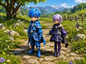 Anime girl and boy characters - beautiful detail