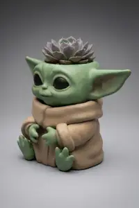 Baby Yoda Inspired Planter pot – Sitting Grogu Pot vase decoration