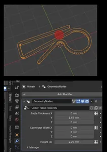 Parametric and Procedural Under the table cable hook / clip