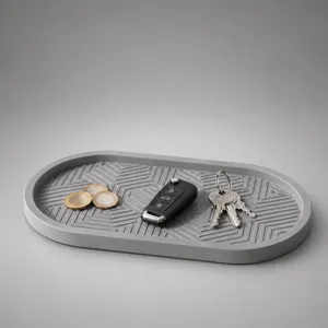 Modern Geometric Valet Tray STL – Oval Catchall Key Organizer, Desk & Entryway Tray