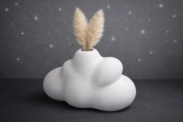 Cloud Vase – Modern Minimal 3D Printed Planter | Cloud Shape Desk Decor | Fast Print No Supports — Фото 4 из 8
