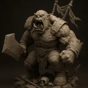 Ork Overlord – Gorgrak the Cleaver King | 32mm & 75mm Fantasy Miniature | FDM & Resin