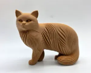 Wood-Carved Standing Cat