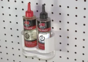 Epoxy & Glue Bottle Holder for 1/4" Pegboard – With 4 Mixing Trays
