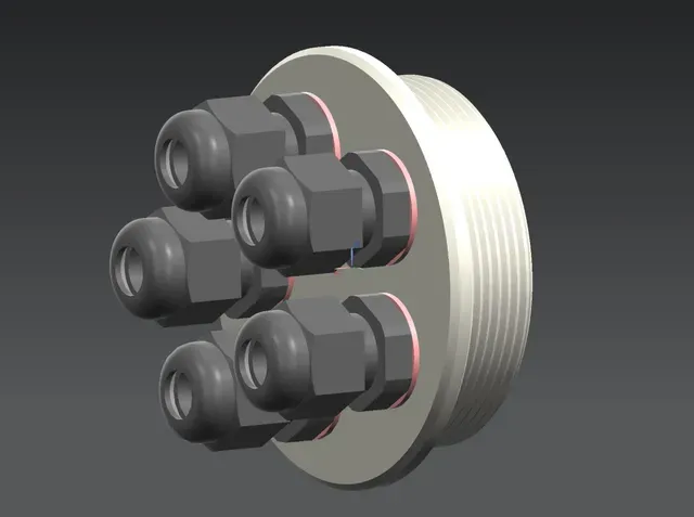 PG42 Blind Stuffing-Adapter to 5xPG7 Cable Gland/ PG42 Blindstopfen-Adapter auf 5xPG7-Kabelverschraubung