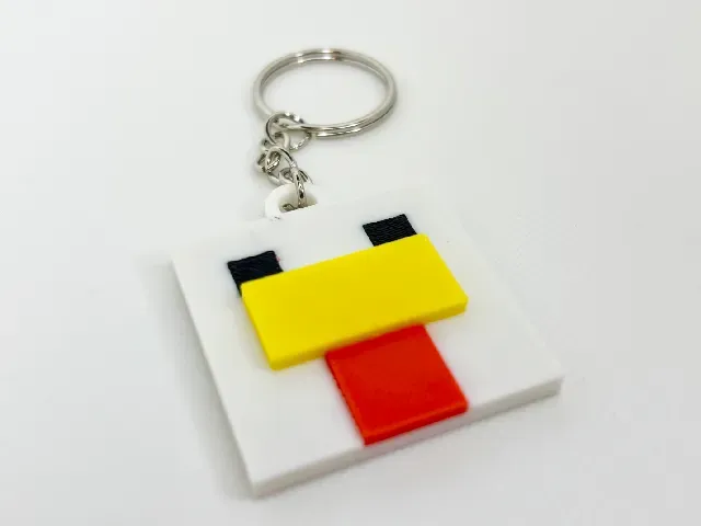 Minecraft-Inspired Chicken Keychain — Image 2 of 4