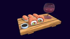 Salmon Sushi Set - Hand Painted Texture (Free)