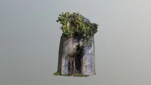 Captivating Blooms:Flower Vase on a Tree Stump