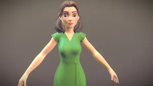 Green Dress Girl – Stylized 3D Character