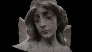 Cemetary sculpture Just Head and Wingtips