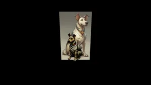 cartoon dog sitting on the ground with a collar