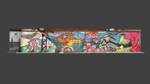 Mural in Nippori:常磐線日暮里7号線ガード下壁画