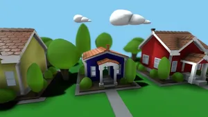Small houses in a neighborhood with interior