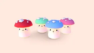Cute Mushrooms - Low Poly