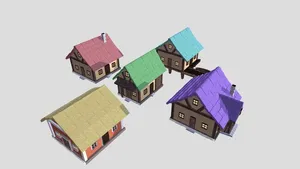 FREE Low Poly Medieval Village - 5 Houses