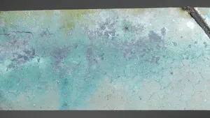 Copper roof rust stains on concrete