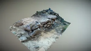 stone wall in the field photogrammetry low poly