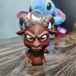 Sassy Horned Goat Keychain Cute 3D Printed Ram Keychain