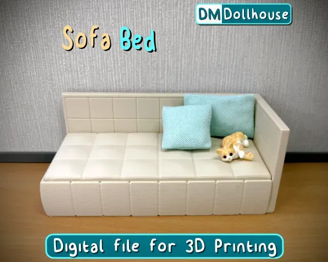 Miniature Corner Sofa Bed - 1:12 Scale Dollhouse Furniture — Фото 2 из 9