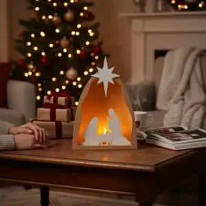 Illuminated nativity scene with light dome body