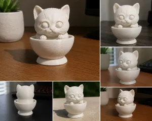 Cute Chibi Cat in Teacup Toy