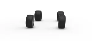 Wheel Set of Vintage Dirt Late Model Race Car Scale 1:25