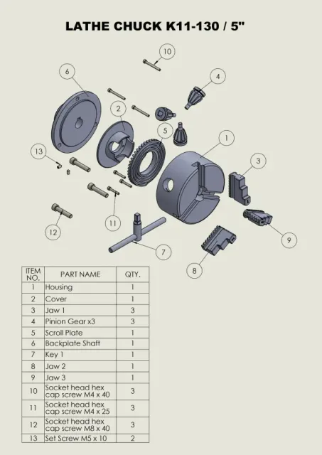 Lathe 3Jaw Chuck K11-130, 5 inch, 130mm — Фото 4 из 9