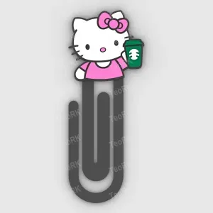 Paperclip HELLO KITTY WITH GLASS OF COFFEE - bookmark
