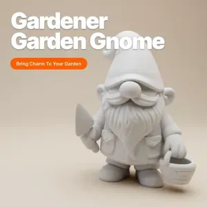 Garden Gnome – Whimsical Gardener with Shovel and Basket