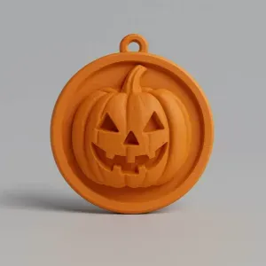 Round Halloween Pumpkin Keychain