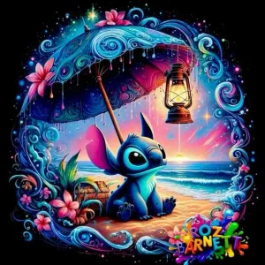Stitch's Neon Beach Sunset