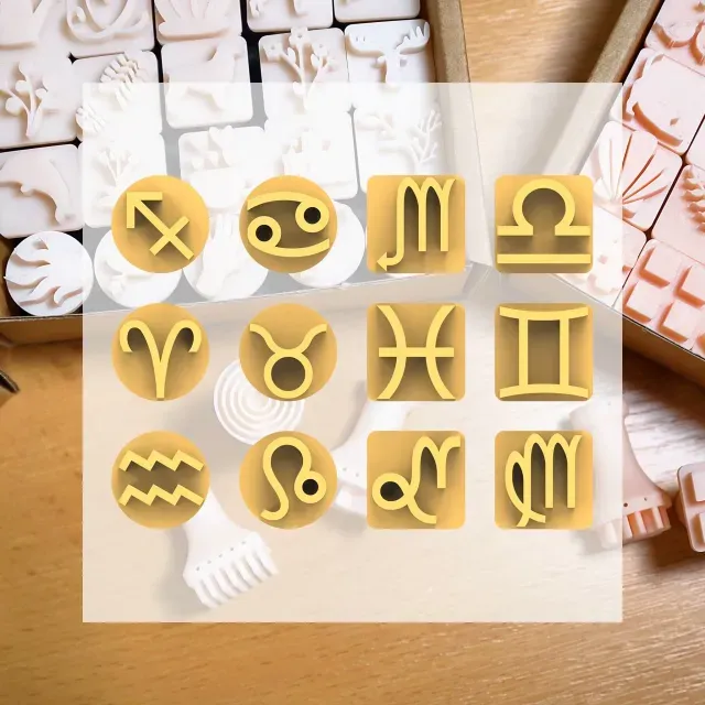 Ceramic Clay Stamp Set – Zodiac (12 Mini Stamps, 20 mm)