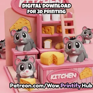 Cute Mouse Kitchen STL File: Articulated Flexi Toy