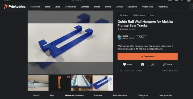 Universal Track Saw / Plunge Saw Wall Hanger (any brands) — Фото 4 из 7