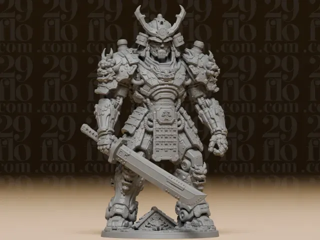 #188 Cyberpunk Mecha Samurai Statue - Futuristic Warrior