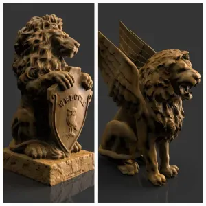 Lion Statuettes (Two Different Models)