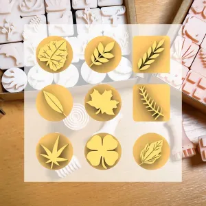 Ceramic Clay Stamp Set – Plants & Leaves (9 Stamps, 20 mm)