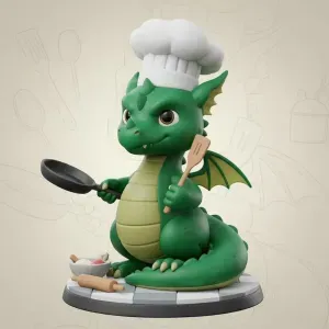 Chef Drake – Cute Cooking Dragon Figurine