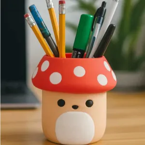 Multicolor Malcolm mushroom squish mellow pencil holder