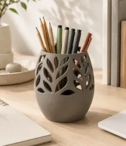 Original Pencil Holder Leaf Pattern Office Desk Organizer 3D