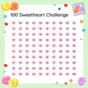 ❤️ The 100 Sweet Hearts Challenge + PDF 📝✨, Valentine's Day