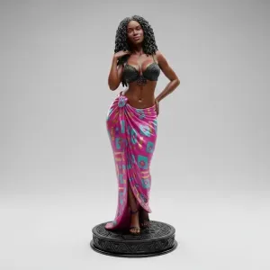 Tropical Sarong Beauty Figurine – Confident Summer Pose