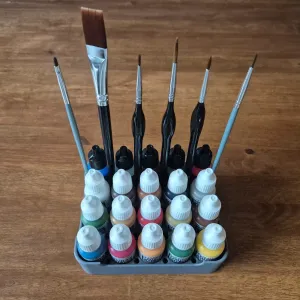 Bottle and Brush Holder for Vallejo Bottles