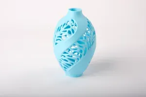 Blue Leaf Lace Vase - Decorative Cutout Flower Holder