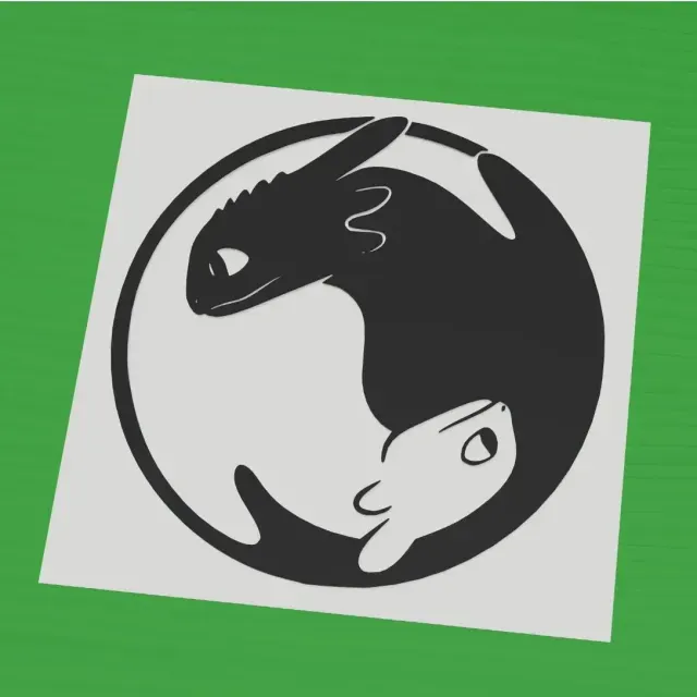 Toothless Light Fury Dragon yin yang black white