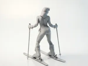 Skiing Woman Figurine Sports Collectible 3D Printable