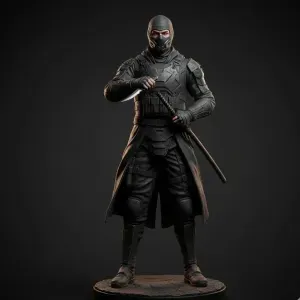 high-detail collectible statue of a tactical ninja